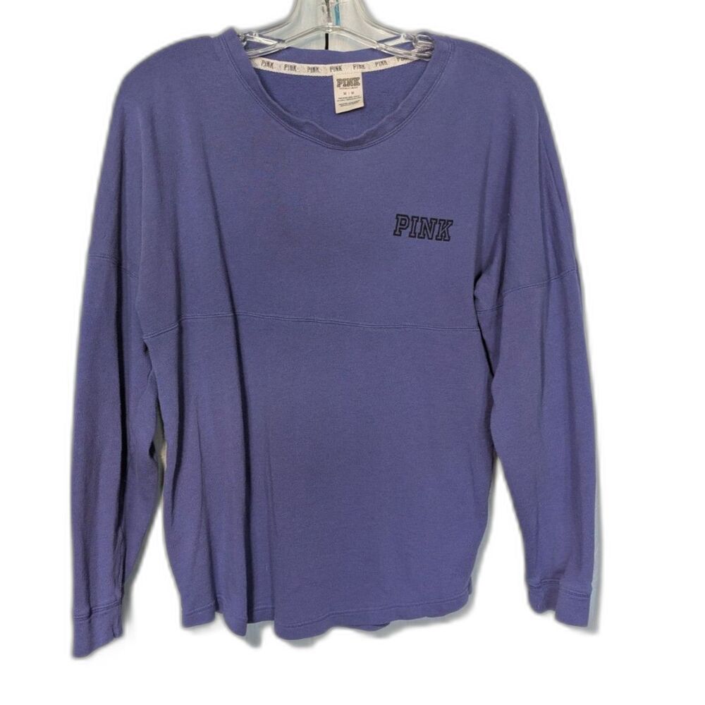 Victoria's Secret PINK Lightweight Varsity Crewneck Sweatshirt Pullover Purple